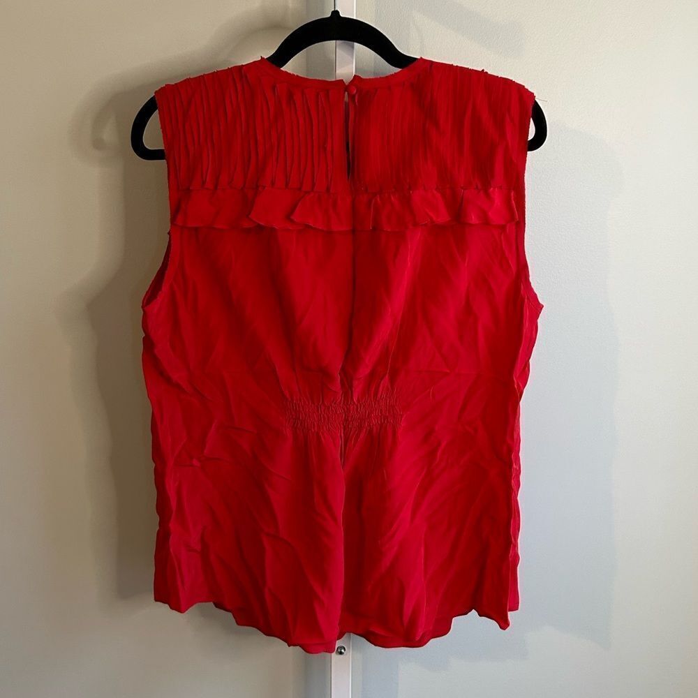 BCBGMaxAzria Red Sleeveless Floral Appliqué Blouse - Picture 4 of 4
